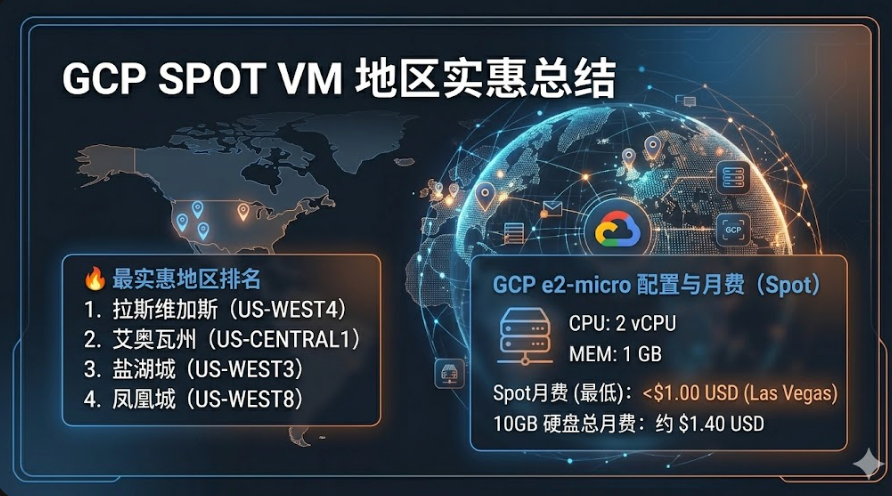 GCP spot vm 地区实惠总结